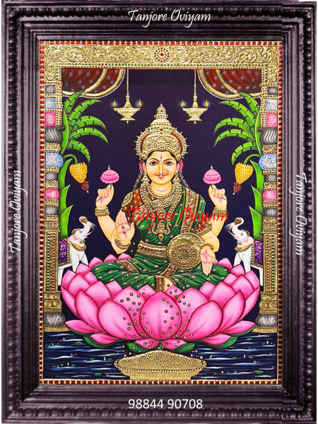 lotus Gajalakshmi Tanjore Painting